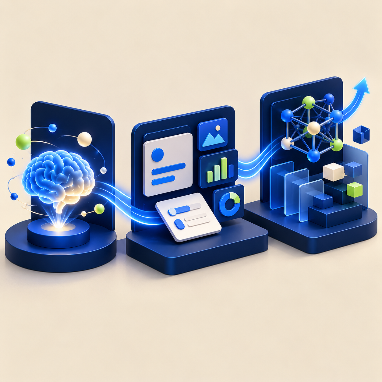 Visual pathway from learning AI concepts to building applications